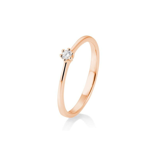 0,05 ct. H Si Bague solitaire or rose 750-18 ct. avec diamant 6 griffes