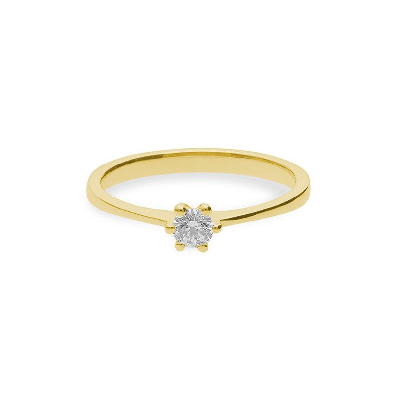 0,20 ct. H Si Bague solitaire or jaune 750/18 ct. avec diamant 6 griffes – Image 3