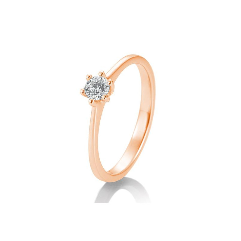 0,25 ct. H Si Solitärring aus 750/18 Kt. Roségold mit Diamant 6 Krappen
