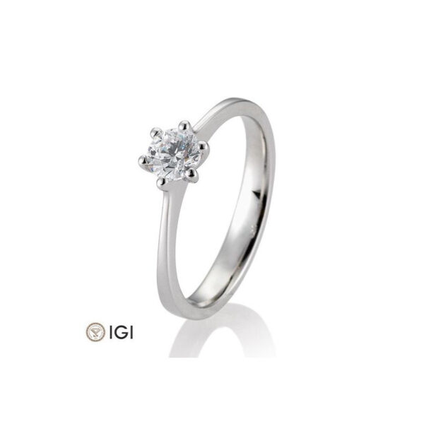 0,50 ct. H Si Bague solitaire platine 950 avec diamant, 6 griffes