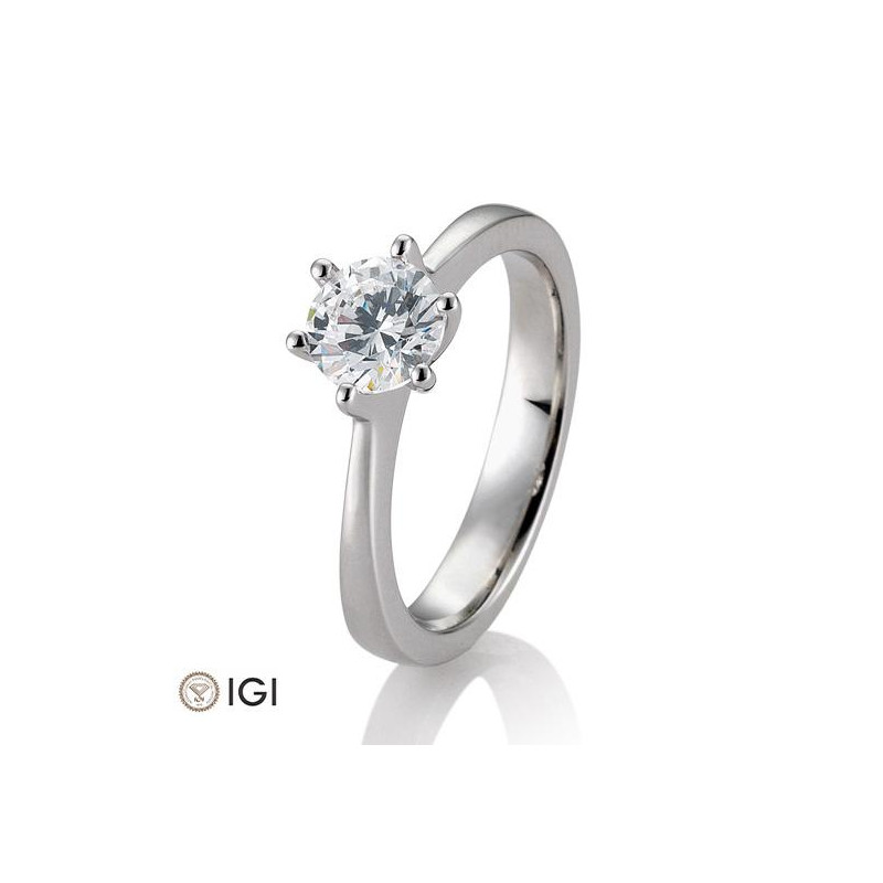 0,60 Ct. H Si Bague solitaire platine 950 avec diamant, 6 griffes