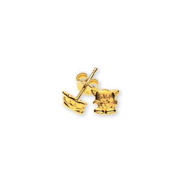 Clous d'oreilles chats or jaune 750