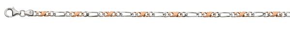 Collier Carrera/Figaro, poli/satiné bicolore or 750, 3.5 mm