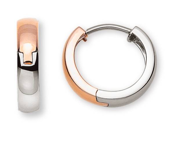 Creolen mit Scharnier, zweifarbiges Gold (Rot-/Graugold) 750, 3,5 x 15 mm