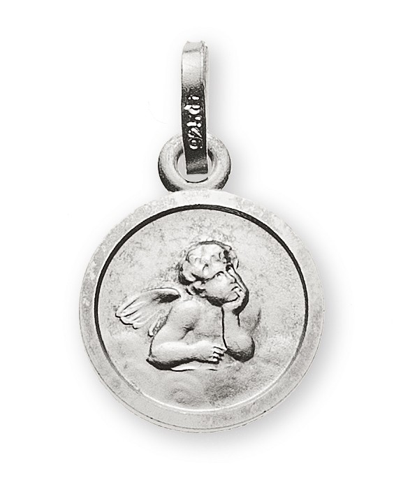 Médaille or blanc 750/18ct. ange 10mm