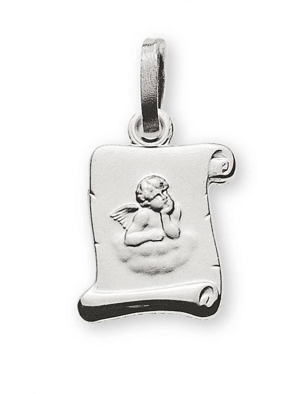 Pendentif Ange or blanc 750/18ct. Parchemin