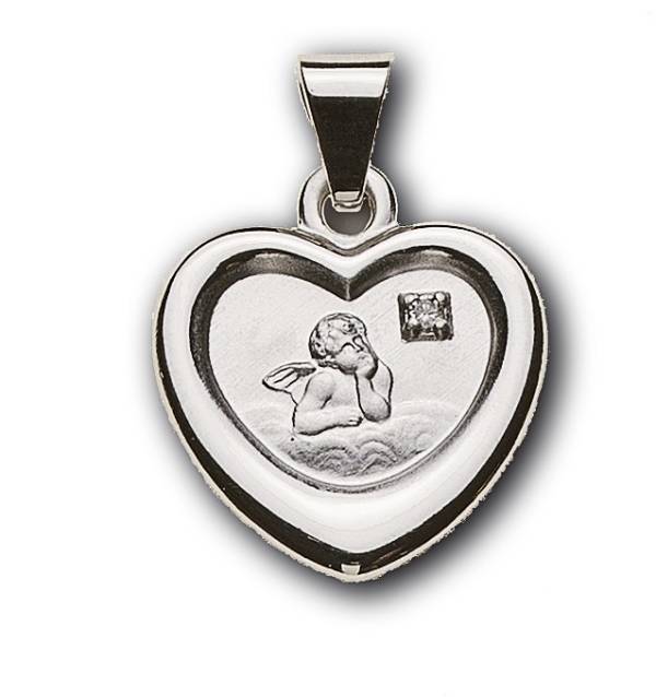 Pendentif Ange or blanc 750/18ct. avec diamant