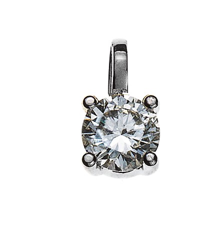 Pendentif solitaire or blanc 750/18ct. 4 griffes, diamant H SI 0.20ct.