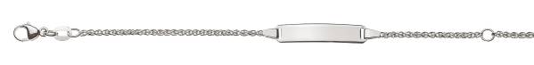 Bébé Bracelet Zopf Weissgold 750/ 18 Kt. mit Gravurplatte rechteckig lang