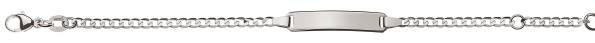 Bébé Bracelet Panzer extraflach diamantiert Weissgold 750/ 18 Kt. mit Gravurplatte rechtecking lang