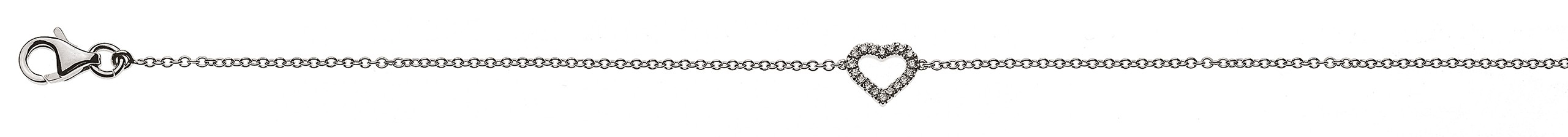 Armband 'Herz' aus Weißgold 750/18 ct. mit 18 Brillanten H SI 0.06ct. 19cm