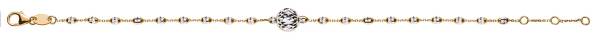 Armband Discoballs zweifarbiges Gold 750/18 ct. (Rot-/Weißgold) 19 cm poliert/diamantiert mit einer 8 mm großen Kugel