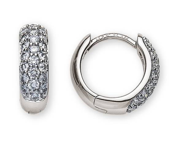 Créoles avec charnière, or blanc750/18ct, 22 brillants H SI totale 0.36 ct., diamètre 11 mm, largeur 3.7 mm