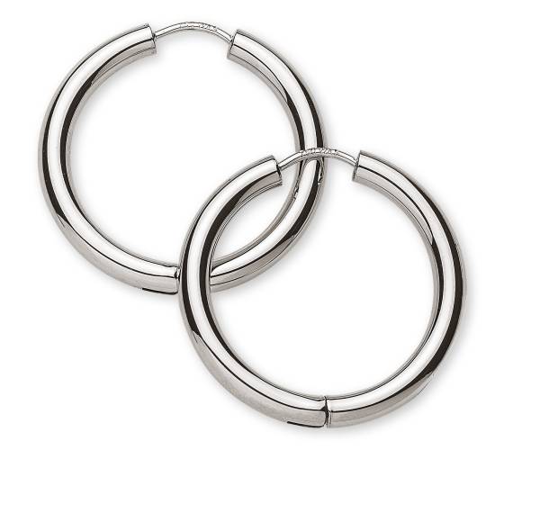 Creolen mit Scharnier, 750er Weißgold, Durchmesser 6 mm, Breite 3 mm