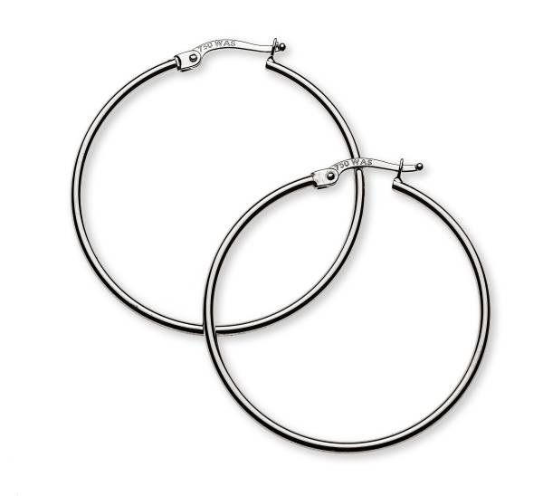 Kreolen aus 750er Weißgold, rundes Rohr, Durchmesser 30 mm, Breite 1,5 mm