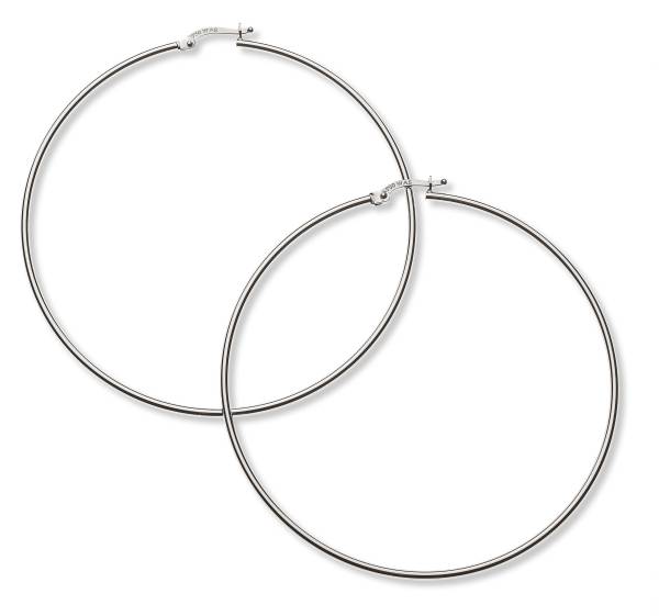 Créoles or gris 750, 1.5 mm x 60 mm