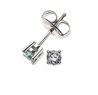 Solitär-Ohrstecker 4-Griff 750er Weißgold 0,10 ct. H SI
