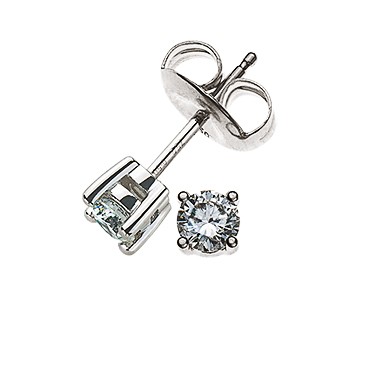Solitär-Ohrstecker 4-Griff 750er Weißgold 0,16 ct. H SI