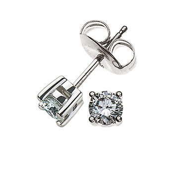 Solitär-Ohrstecker 4-Griff 750er Weißgold 0,20 ct. H SI