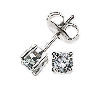 Solitär-Ohrstecker 4-Griff Weissgold 750 0,26 ct. H SI