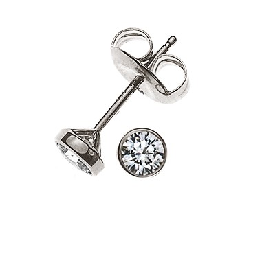 Solitär-Ohrstecker in Zargenfassung aus 750er Weißgold 0,10 ct. H SI