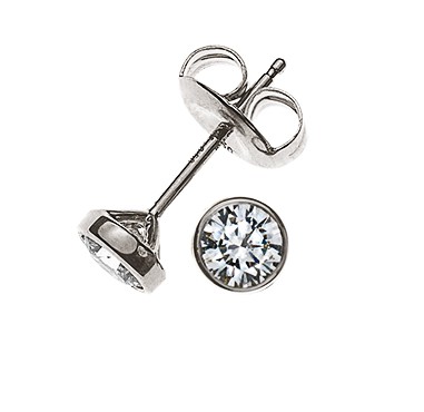 Solitär-Ohrstecker in Zargenfassung aus 750er Weißgold 0,25 ct. H SI