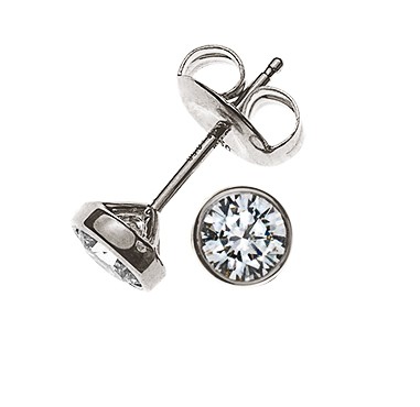 Solitär-Ohrstecker in Zargenfassung aus 750er Weißgold 0,34 ct. H SI