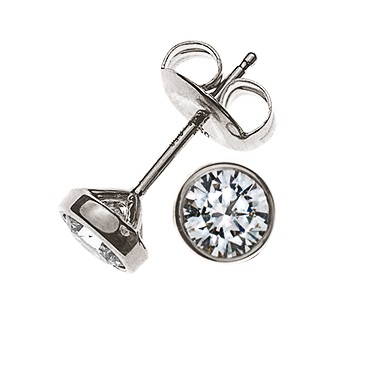 Solitär-Ohrstecker in Zargenfassung aus 750er Weißgold 0,50 ct. H SI