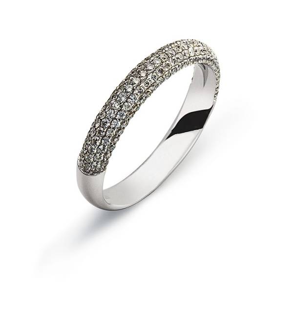 Bague or blanc 750/18 ct. avec 149 diamants H SI 0.69 ct.