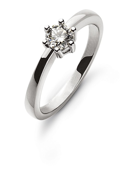 Solitärring mit 6 Krappen aus Weißgold 750 H SI 0,33 ct.