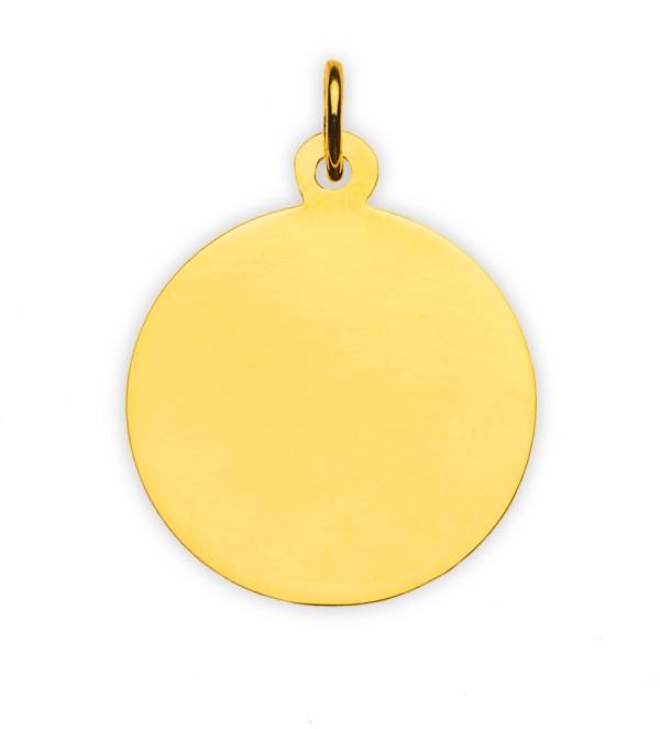 Pendentif à graver, rond, poli, or jaune 750/ 18 ct., 18 mm