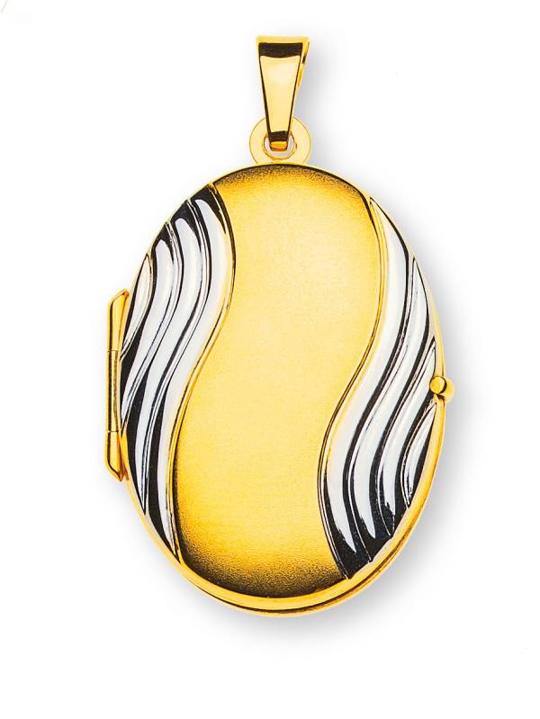 Medaillon-Anhänger für Foto, oval, sandgestrahlt, Gelbgold 750/ 18ct.