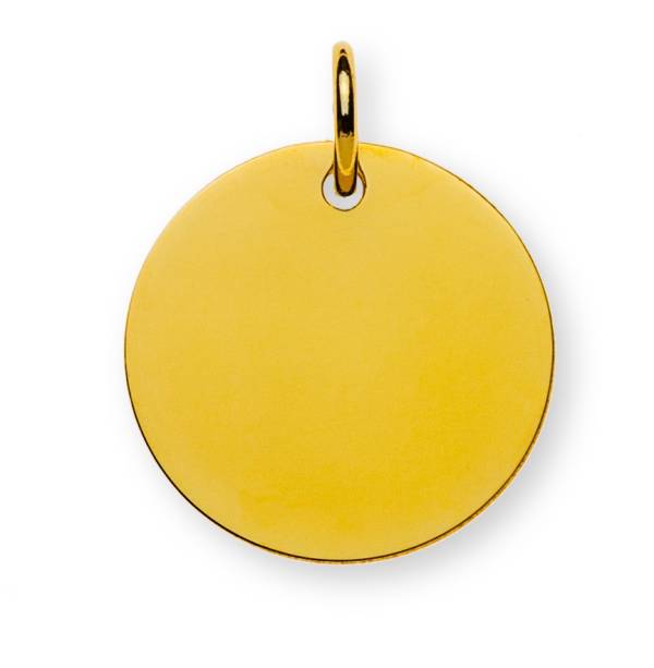 Pendentif à graver, or jaune 750/ 18 ct., 1 côté poli, 1 côté satiné, 16 mm