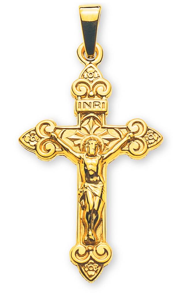 Kreuz aus 750er Gelbgold mit Christus H: 25mm L: 16mm