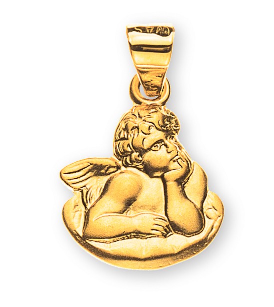 Médaille or jaune 750 ange sur nuage