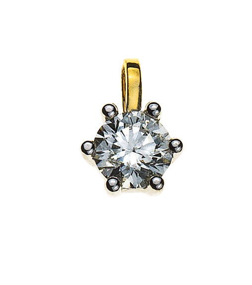 Solitäranhänger, Gelbgold 750/ 18 ct., 6 Krappen, Diamant H SI 0.20 ct.