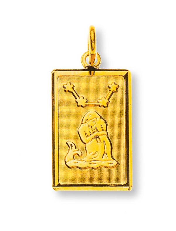 Pendentif signe du zodiaque Verseau or jaune 750/ 18 ct. H: 14mm / L: 9mm avec constellation d'étoiles