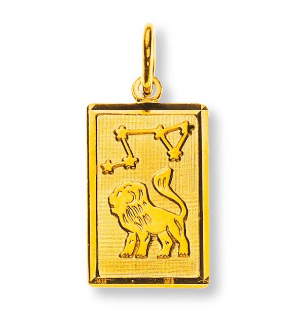 Pendentif signe du zodiaque Lion or jaune 750 H: 14mm / L: 9mm avec constellation d'étoiles