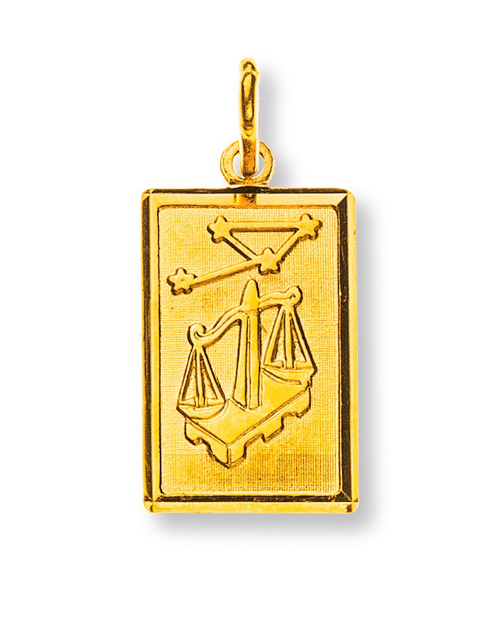Pendentif signe du zodiaque Balance or jaune 750/18 ct. H: 14mm / L: 9mm avec constellation d'étoiles