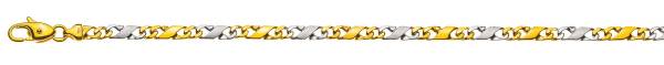 Zweifarbiges poliertes/satiniertes Carrera Armband (Gelb-/Weißgold) 750/18 ct. 4 mm