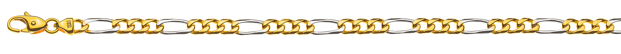 Bracelet Figaro or 750/18 ct. bicolore (or jaune/or blanc) env. 4,5 mm