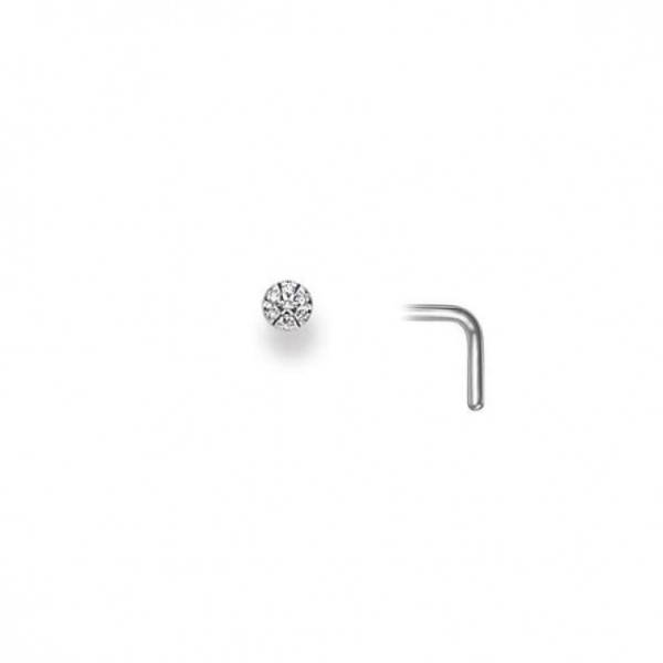 Clou de nez or blanc 750/18 ct. avec diamants 0.02ct H/Si