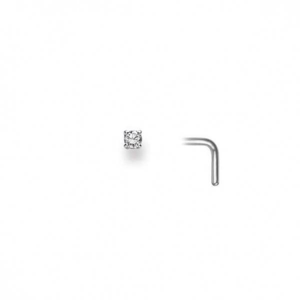 Clou de nez or blanc 750/18 ct. avec diamant 0.05ct H/Si