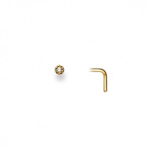 Clou de nez or jaune 750/18 ct. avec diamant 0.01ct H/Si