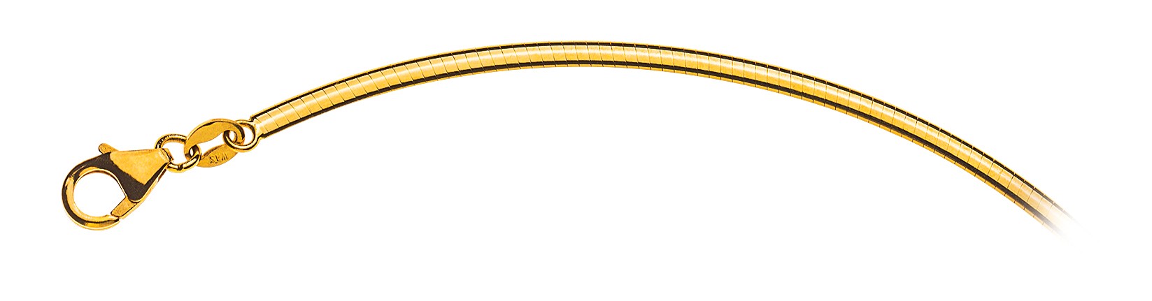 Omega-Halskette, flache, doppelseitige Matte / poliertes 750/18 kt. Gelbgold, ca. 2,5 mm