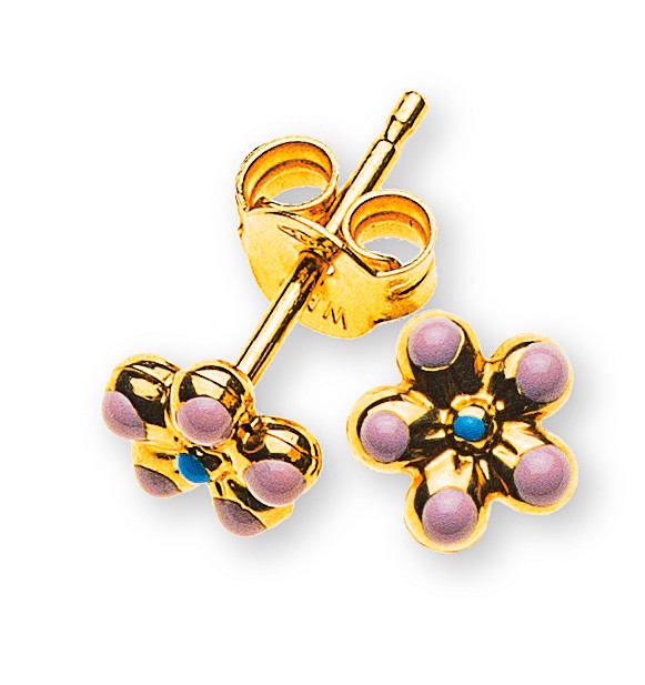 Clous d'oreilles fleur or jaune 750