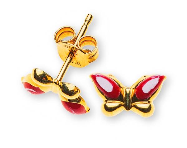Clous d'oreilles papillons or jaune 750