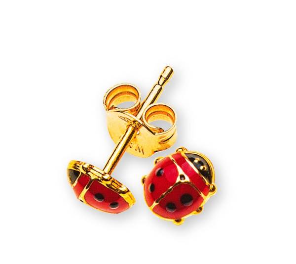 Clous d'oreilles coccinelle, or jaune 750