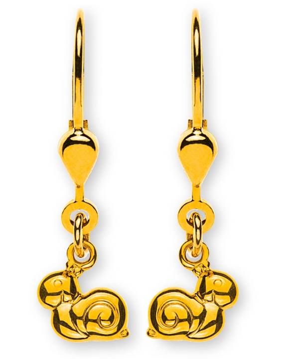 Ohrhänger polierte Schnecke 750er Gelbgold mit Brisur