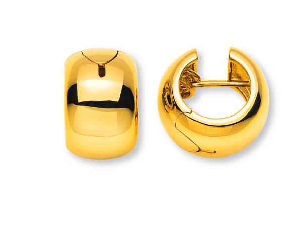 Creolen mit Scharnier, 750 Gelbgold, gewölbt, handgefertigt, Durchmesser 17 mm, Breite 11 mm